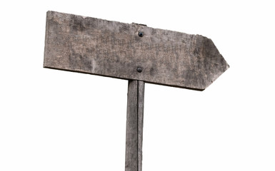 Hinweisschild aus Holz mit weissen Hintergrund