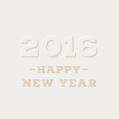 Happy New 2016 Year. Holiday greeting card with lettering composition. Carved paper style. Vector illustration