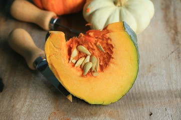 fresh pumpkin with seeds