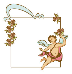 Contour Valentine frame with Cupid