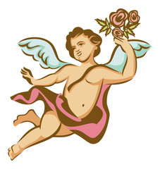 Vector image of flying angel 