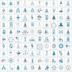 Christmas Icons And Elements Set - Vector Illustration, Graphic Design. Collection Of Xmas Icons. For Web, Websites, Print, Presentation Templates, Mobile Applications And Promotional Materials