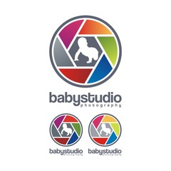 Photography Logo, Baby Studio Photography Design Logo Vector