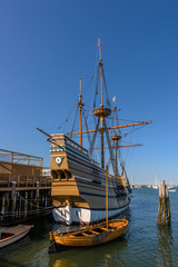 Replica of the Mayflower in Plymouth, Massachusetts - obrazy, fototapety, plakaty