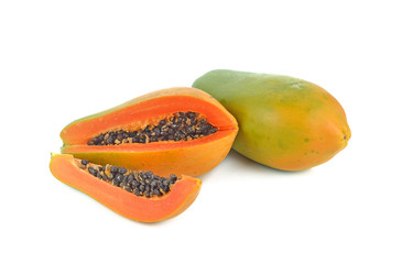 Ripe papaya isolated on white