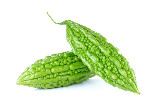 Fresh bitter gourd isolated on white background