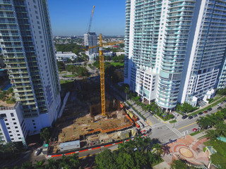 Aerial photo construction site Edgewater Miami