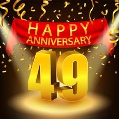 Happy 49th Anniversary celebration with golden confetti and spotlight
Image ID:351579671
