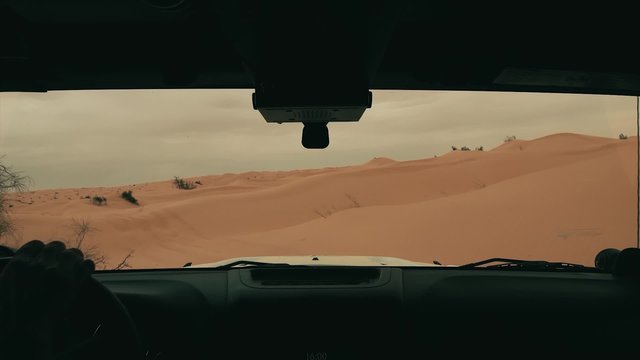 Camera car in the Sahara desert, driver pov.