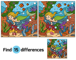 Game for children: find differences (little mermaid)