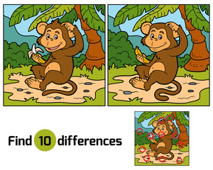 Obraz premium Game for children: find differences (little monkey)
