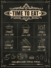 Restaurant Food Menu Design with Chalkboard Background vector fo - 98217374