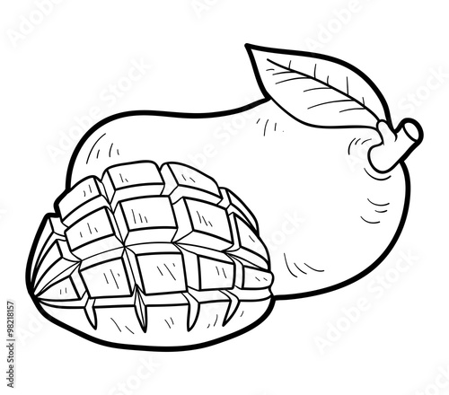 Coloring Book For Children Fruits And Vegetables Mango