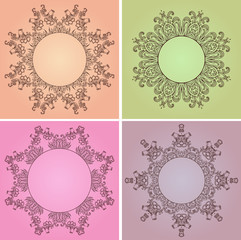 Set of hand-drawn floral frames with a place for text