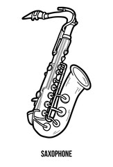 Fototapeta na wymiar Coloring book for children: musical instruments (saxophone)