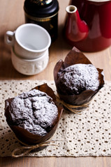 Chocolate muffin in baking paper