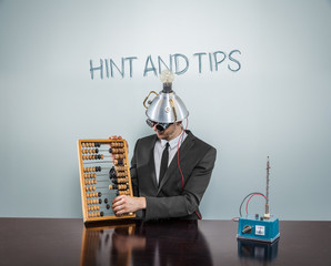 Hint and tips concept with businessman