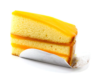 orange cake on white background