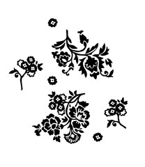 간결한 검은색 라인으로 그려진 꽃들의 추상표현