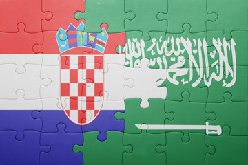 puzzle with the national flag of saudi arabia and croatia