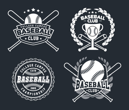 Set of vintage baseball labels and badges