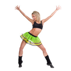 Aerobics fitness woman exercising isolated in full body. © StepStock