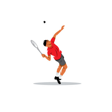 Tennis man. Vector Illustration.