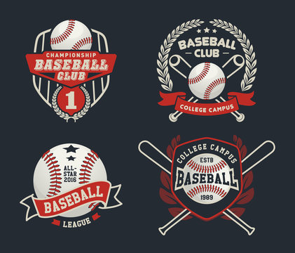 Baseball badge logo design suitable for logos, badge, banner, emblem, label, insignia and T-shirt design