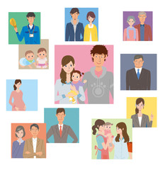 人物　イラスト　家族