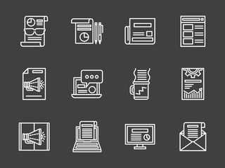 White line marketing icons set
