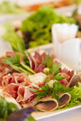 Gourment meat meals on banquete.