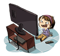niña viendo la television