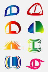 Set of alphabet symbols and elements of letter L, such a logo
