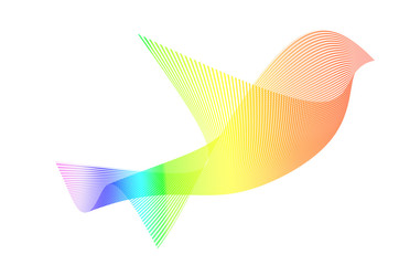 Stylized silhouette of a flying colorful birds