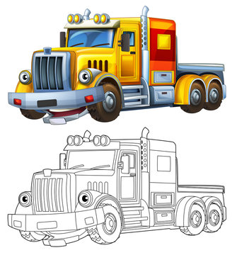 Cartoon truck - coloring page - illustration for the children