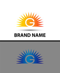 Abstract icons of letter G and Sun Logo
