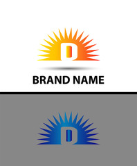 Abstract icons of letter D and Sun Logo
