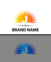 Abstract icons of letter J and Sun Logo
