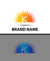 Abstract icons of letter K and Sun Logo
