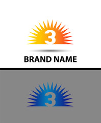 Number three 3 logo design icon
