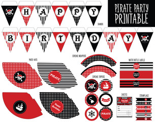 Party hat printable. Pirate theme party