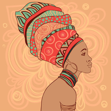 Portrait Of Beautiful African Woman In Turban