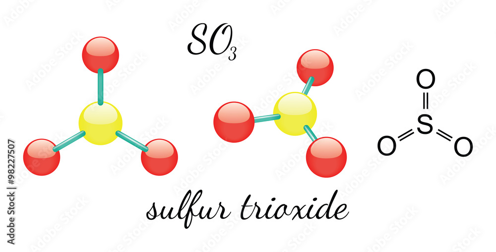 Wall mural SO3 sulfur trioxide molecule