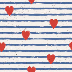 seamless stripes pattern with hearts - 98227724