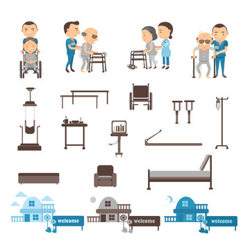 Occupational therapy, physiotherapy equipment vector illustration