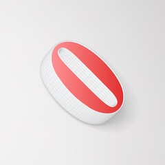 Alphabet collection: wireframe of 3d character 0, vector