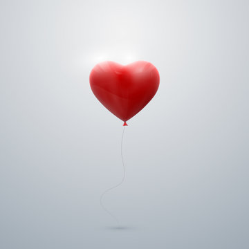 flying red balloon heart 