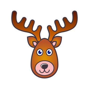 Vector reindeer face christmas icon