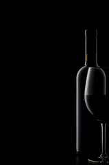 Red wine on black background