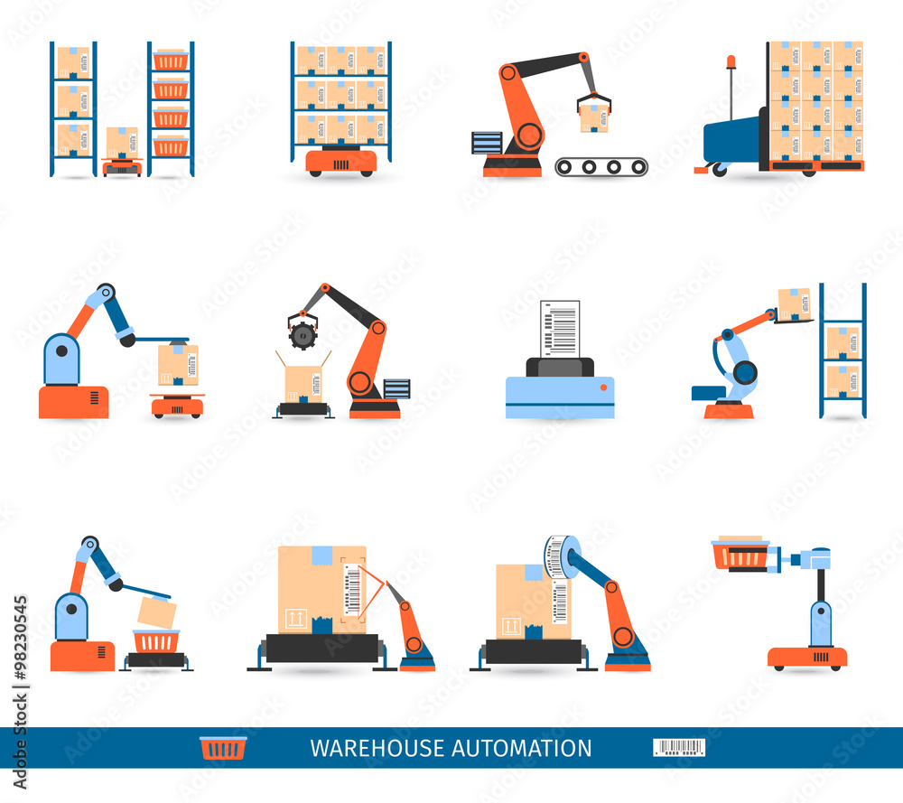 Canvas Prints warehouse robots icons set